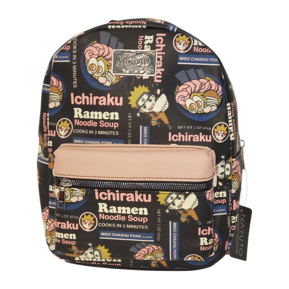 Naruto Shippuden Ichiraku Ramen Mini Backpack Black Pink Faux Leather Bioworld